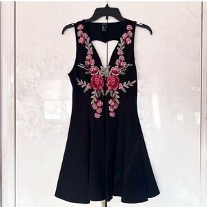 Forever 21 Rose Embriodered Flowy Mini Dress